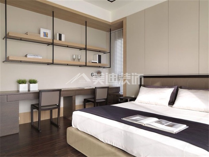 潤和紫郡112平港式現(xiàn)代風裝修案例圖—臥室