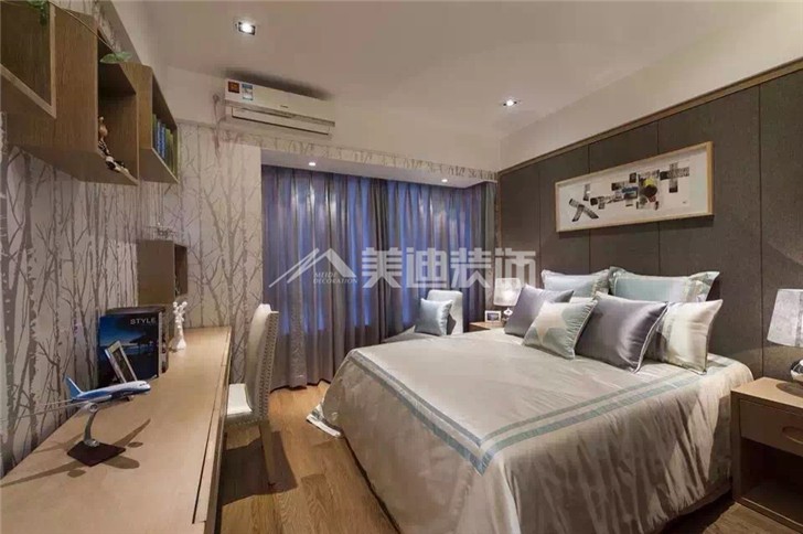 潤和紫郡112平港式現(xiàn)代風裝修案例圖—臥室