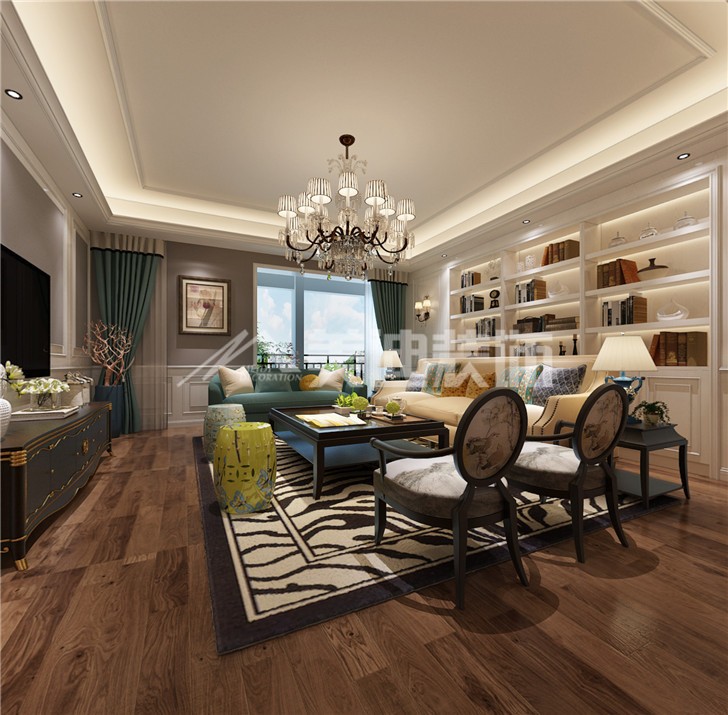 第六都119平簡歐風裝修案例圖—客廳