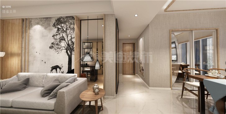 潤和紫郡132平中式裝修案例圖--客廳