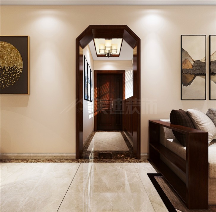 萬國城105平新中式風裝修案例圖—客廳