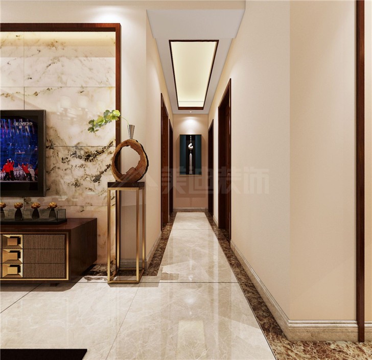 萬國城105平新中式風裝修案例圖—客廳