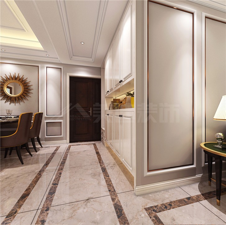 八方小區124平簡歐風裝修案例圖—客廳