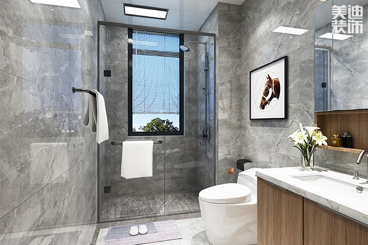 新華聯夢想城109平港式輕奢風裝修案例效果圖--衛(wèi)生間