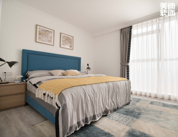 紅星店樣板間90平米簡歐風格裝修案例實拍圖--臥室